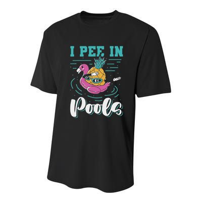 I Pee In Pools Swimming Joke Peeing In Public Pools Youth Performance Sprint T-Shirt
