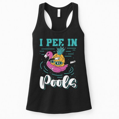 I Pee In Pools Swimming Joke Peeing In Public Pools Womens Tank Top