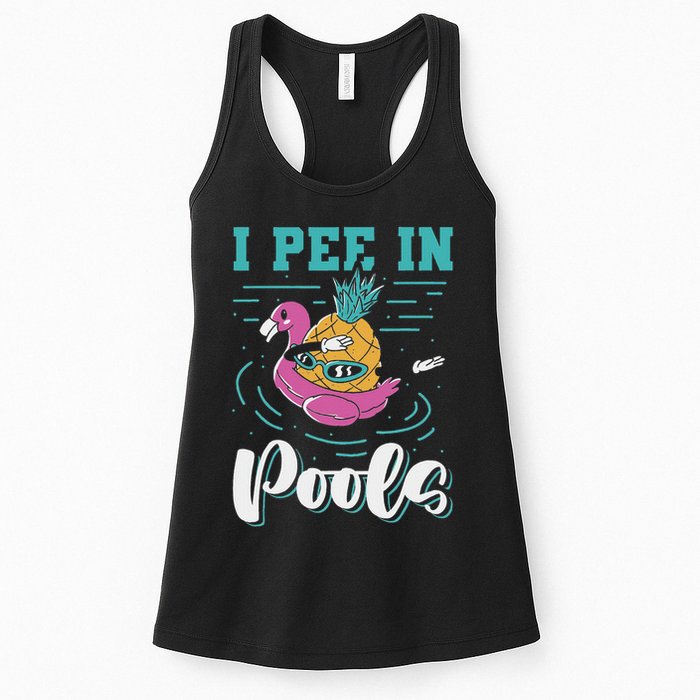 I Pee In Pools Swimming Joke Peeing In Public Pools Womens Tank Top