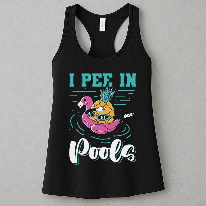 I Pee In Pools Swimming Joke Peeing In Public Pools Womens Tank Top