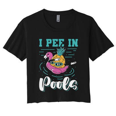 I Pee In Pools Swimming Joke Peeing In Public Pools Crop Top