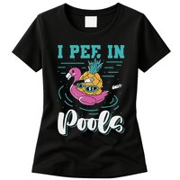 I Pee In Pools Swimming Joke Peeing In Public Pools Womens T-Shirt