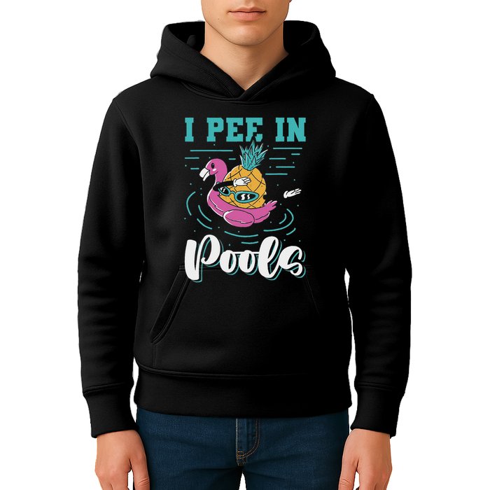 I Pee In Pools Swimming Joke Peeing In Public Pools Kids Hoodie
