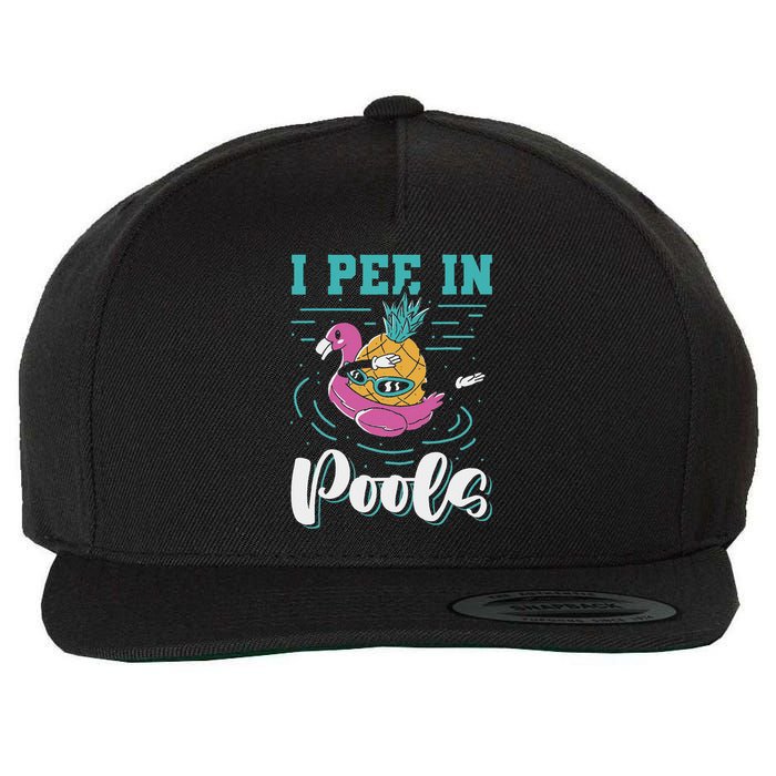 I Pee In Pools Swimming Joke Peeing In Public Pools Wool Snapback Cap