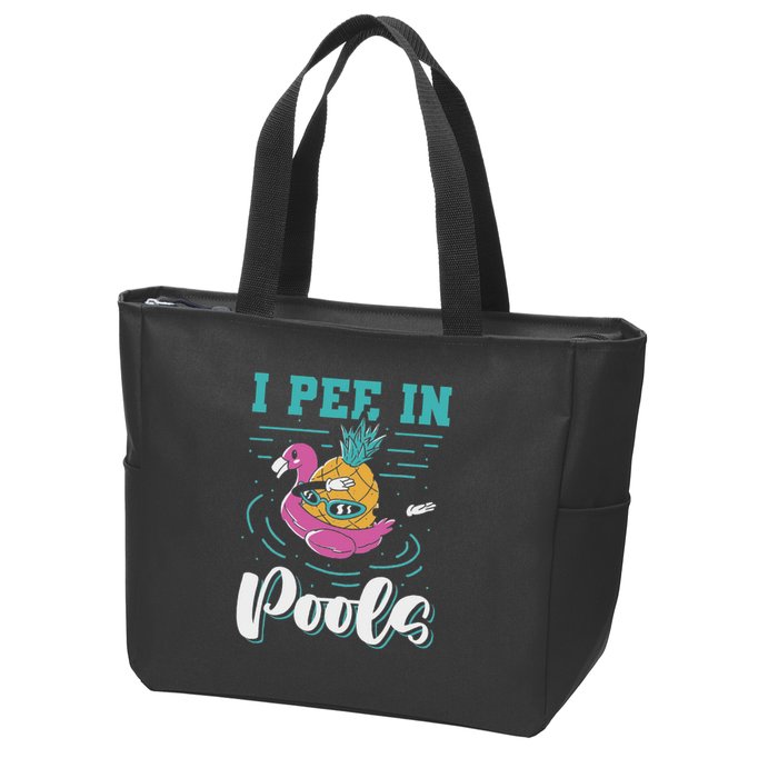 I Pee In Pools Swimming Joke Peeing In Public Pools Zip Tote Bag