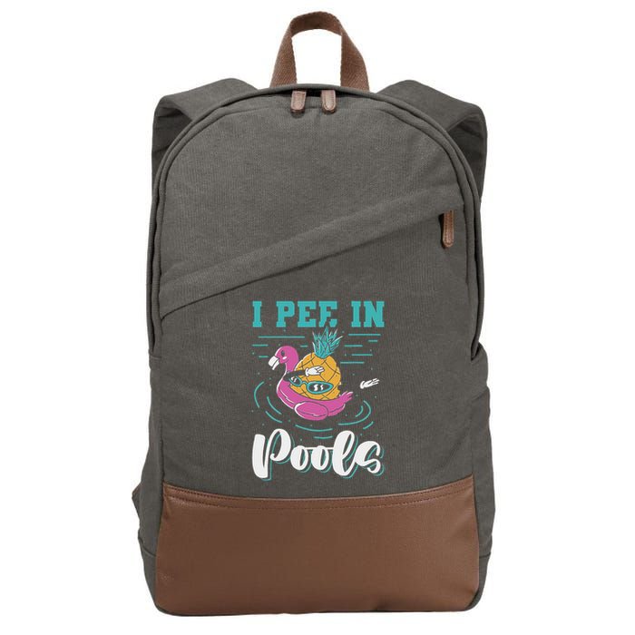 I Pee In Pools Swimming Joke Peeing In Public Pools Cotton Canvas Backpack