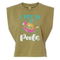 I Pee In Pools Swimming Joke Peeing In Public Pools Garment-Dyed Women's Muscle Tee