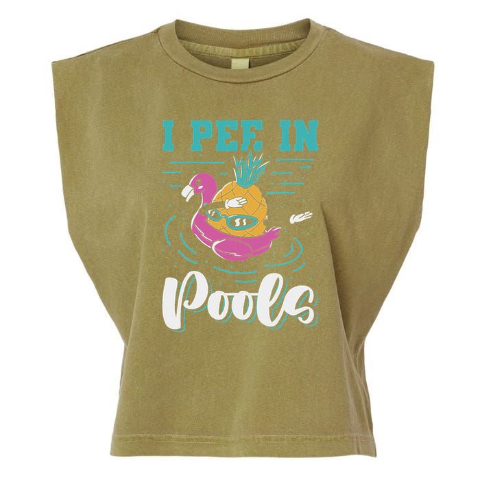 I Pee In Pools Swimming Joke Peeing In Public Pools Garment-Dyed Women's Muscle Tee