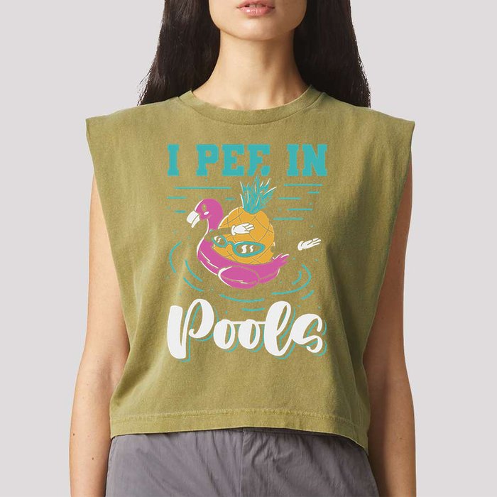 I Pee In Pools Swimming Joke Peeing In Public Pools Garment-Dyed Women's Muscle Tee