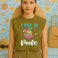 I Pee In Pools Swimming Joke Peeing In Public Pools Garment-Dyed Women's Muscle Tee