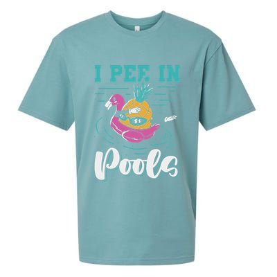 I Pee In Pools Swimming Joke Peeing In Public Pools Sueded Cloud Jersey T-Shirt