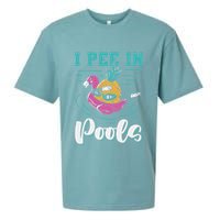 I Pee In Pools Swimming Joke Peeing In Public Pools Sueded Cloud Jersey T-Shirt