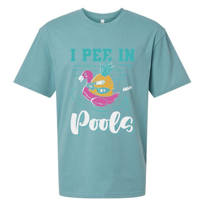 I Pee In Pools Swimming Joke Peeing In Public Pools Sueded Cloud Jersey T-Shirt