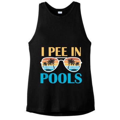 I Pee In Pools Funny Jokes Sarcastic Sayings Ladies PosiCharge Tri-Blend Wicking Tank