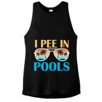 I Pee In Pools Funny Jokes Sarcastic Sayings Ladies PosiCharge Tri-Blend Wicking Tank