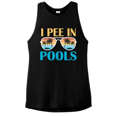 I Pee In Pools Funny Jokes Sarcastic Sayings Ladies PosiCharge Tri-Blend Wicking Tank