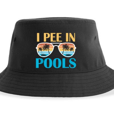 I Pee In Pools Funny Jokes Sarcastic Sayings Sustainable Bucket Hat