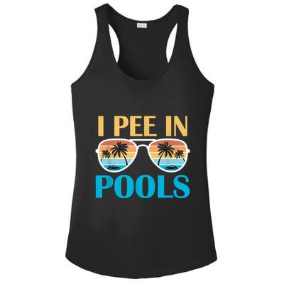 I Pee In Pools Funny Jokes Sarcastic Sayings Ladies PosiCharge Competitor Racerback Tank