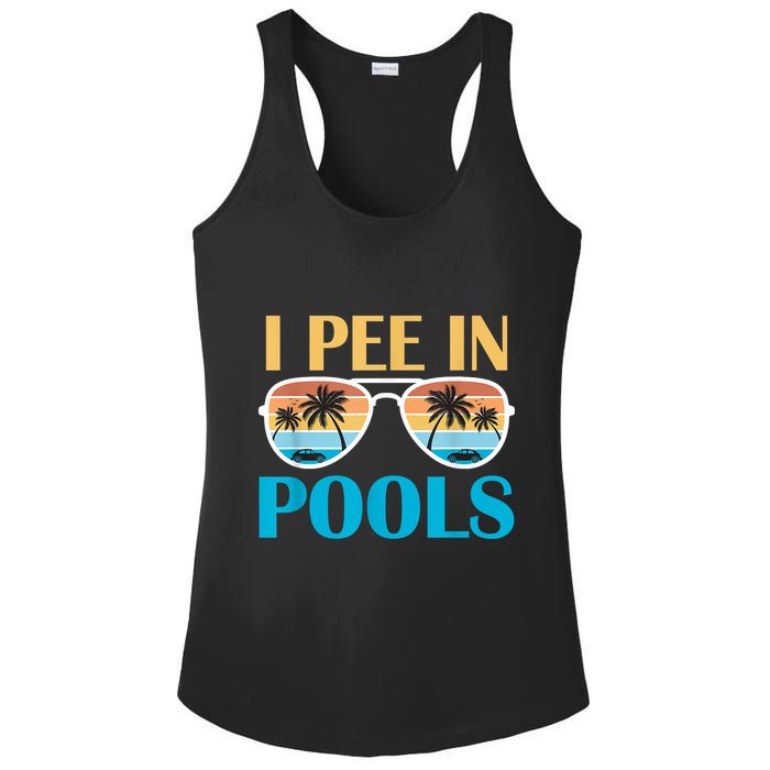 I Pee In Pools Funny Jokes Sarcastic Sayings Ladies PosiCharge Competitor Racerback Tank