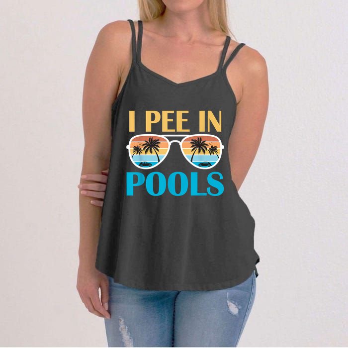 I Pee In Pools Funny Jokes Sarcastic Sayings Women's Strappy Tank