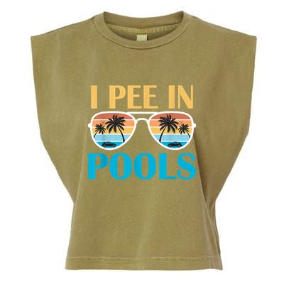I Pee In Pools Funny Jokes Sarcastic Sayings Garment-Dyed Women's Muscle Tee