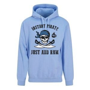 Instant Pirate Just Add Rum Funny Pirate Joke Skull Graphic Unisex Surf Hoodie