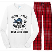 Instant Pirate Just Add Rum Funny Pirate Joke Skull Graphic Long Sleeve Pajama Set