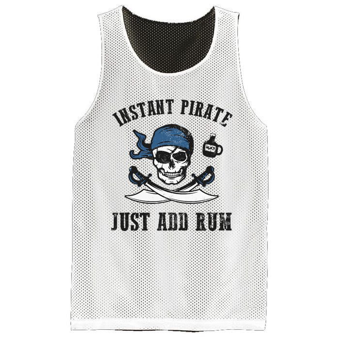 Instant Pirate Just Add Rum Funny Pirate Joke Skull Graphic Mesh Reversible Basketball Jersey Tank