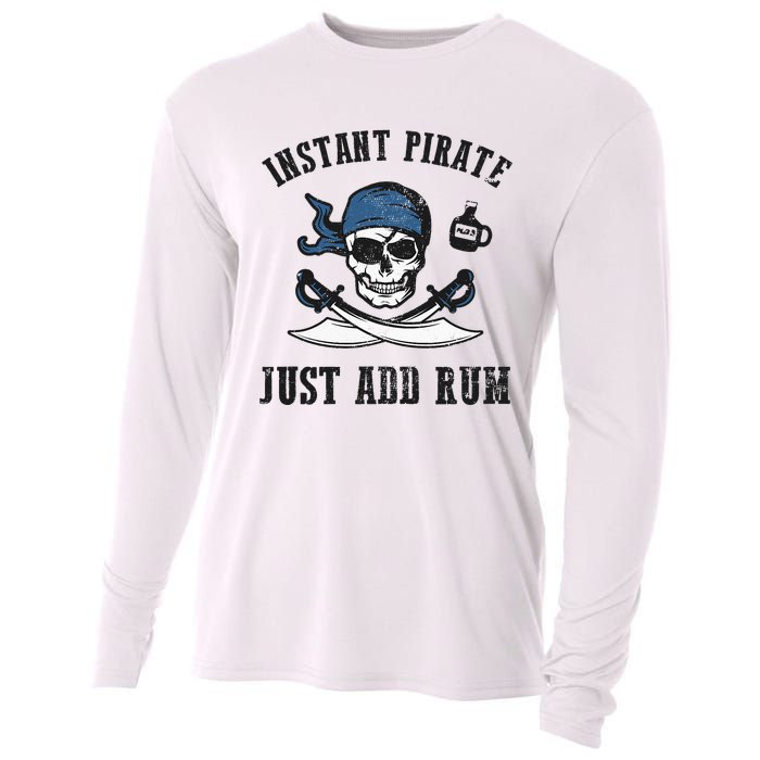 Instant Pirate Just Add Rum Funny Pirate Joke Skull Graphic Cooling Performance Long Sleeve Crew