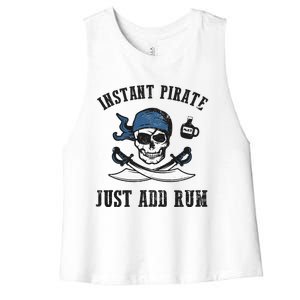 Instant Pirate Just Add Rum Funny Pirate Joke Skull Graphic Women's Racerback Cropped Tank