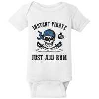 Instant Pirate Just Add Rum Funny Pirate Joke Skull Graphic Baby Bodysuit