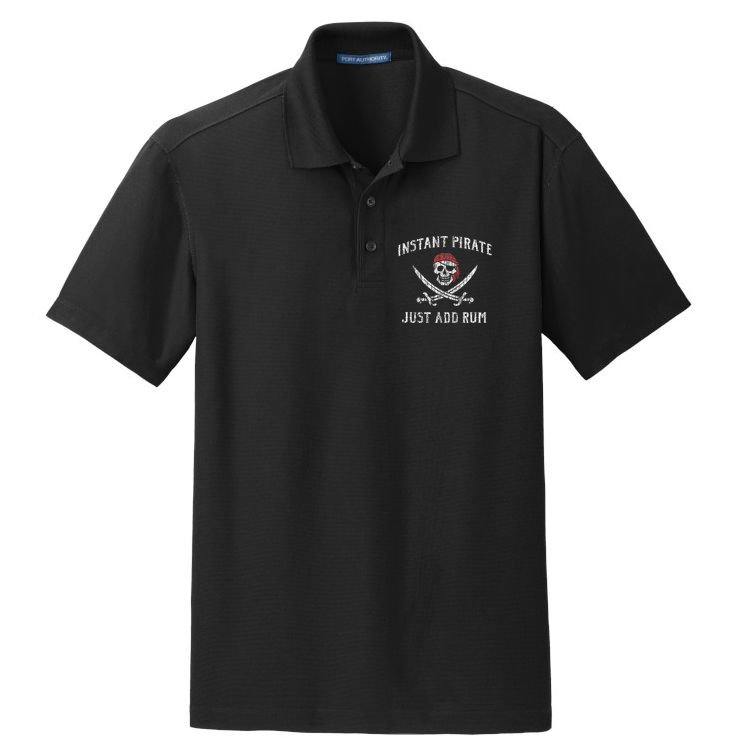 Instant Pirate Just Add Rum Funny Dry Zone Grid Polo