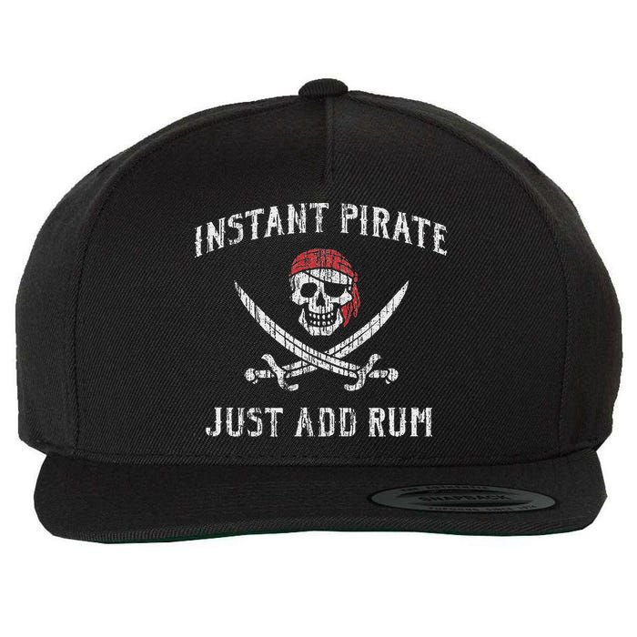 Instant Pirate Just Add Rum Funny Wool Snapback Cap