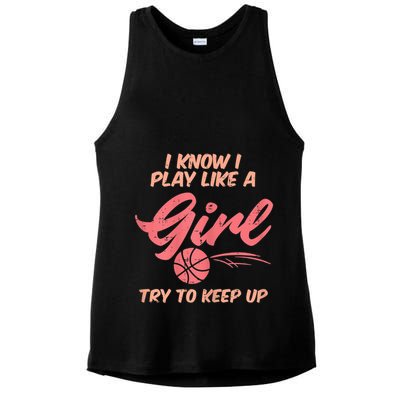 I PLay Like Basketball Cute Player Baller Ladies PosiCharge Tri-Blend Wicking Tank