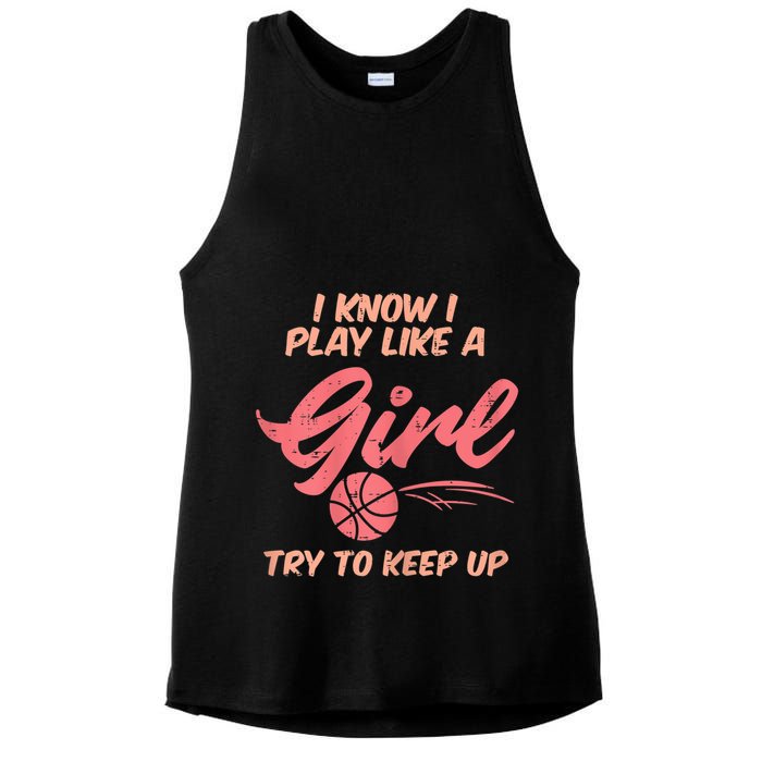 I PLay Like Basketball Cute Player Baller Ladies PosiCharge Tri-Blend Wicking Tank