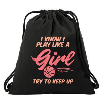 I PLay Like Basketball Cute Player Baller Drawstring Bag