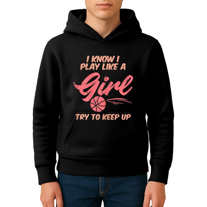 I PLay Like Basketball Cute Player Baller Kids Hoodie