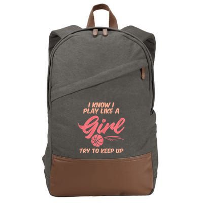 I PLay Like Basketball Cute Player Baller Cotton Canvas Backpack