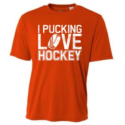 I Pucking Love Hockey Cool Gift Cooling Performance Crew T-Shirt