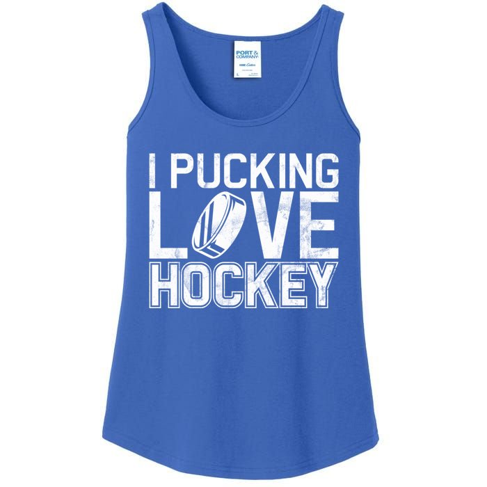 I Pucking Love Hockey Cool Gift Ladies Essential Tank