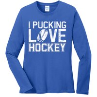 I Pucking Love Hockey Cool Gift Ladies Long Sleeve Shirt