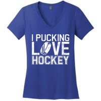 I Pucking Love Hockey Cool Gift Women's V-Neck T-Shirt