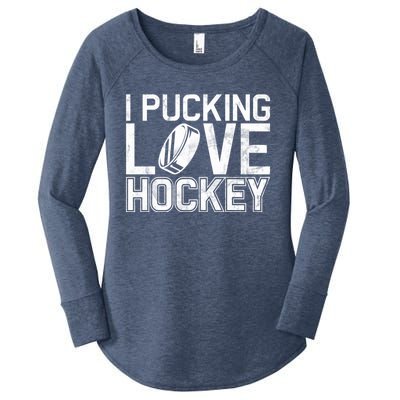 I Pucking Love Hockey Cool Gift Women's Perfect Tri Tunic Long Sleeve Shirt