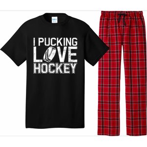 I Pucking Love Hockey Cool Gift Pajama Set