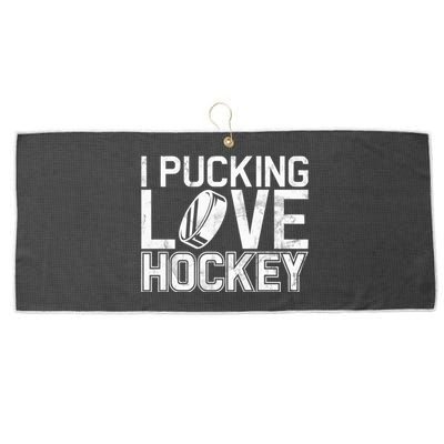 I Pucking Love Hockey Cool Gift Large Microfiber Waffle Golf Towel