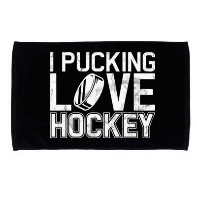 I Pucking Love Hockey Cool Gift Microfiber Hand Towel