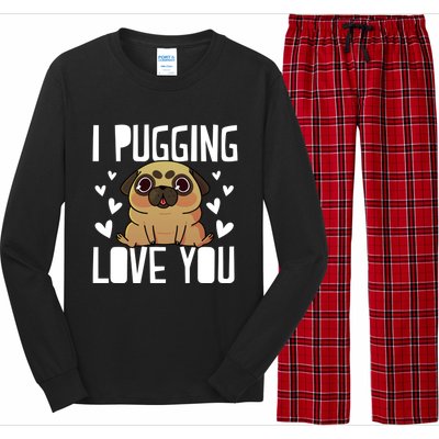 I Pugging Love You Cute Valentines Day Pug Dog Mom Dad Gift Long Sleeve Pajama Set