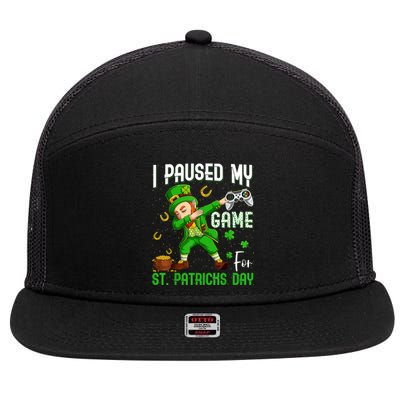 I Paused My Game For St Patricks Day Dabbing Leprechaun 7 Panel Mesh Trucker Snapback Hat