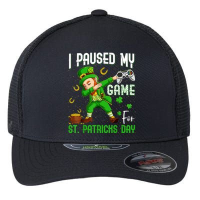 I Paused My Game For St Patricks Day Dabbing Leprechaun Flexfit Unipanel Trucker Cap