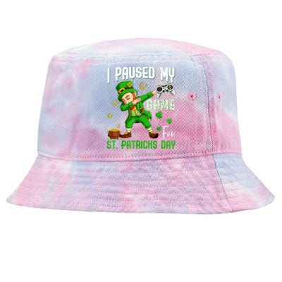 I Paused My Game For St Patricks Day Dabbing Leprechaun Tie-Dyed Bucket Hat